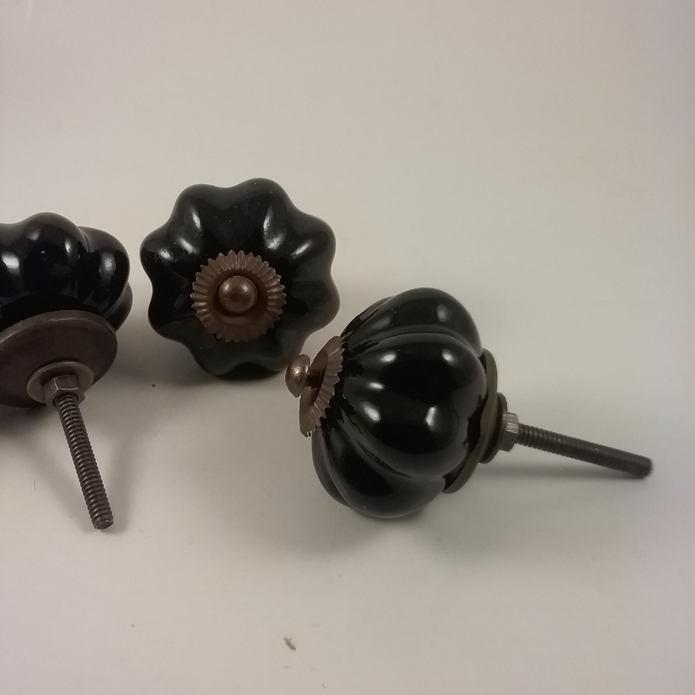 Black Bronze Metal Cabinet Drawer Ceramic Knobs - Picture 5 of 5